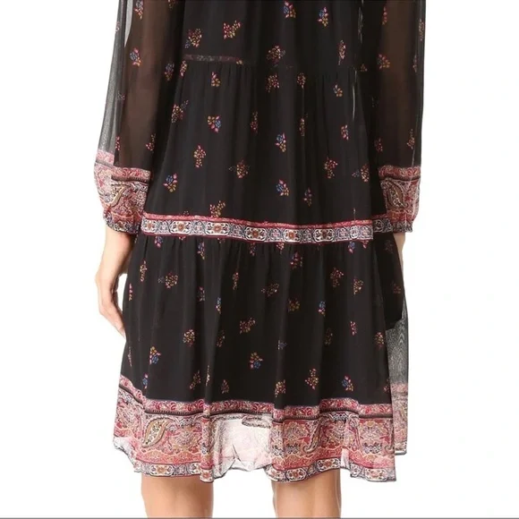 JOIE Alpina 100% Silk Dress Caviar Paisley Tie Neck Loose Fit Dress With Slip - Picture 5 of 16